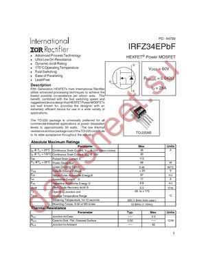 IRFZ34EPBF datasheet  